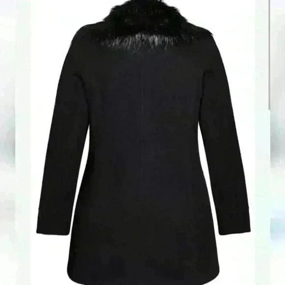 Bebe  Wool Black Faux Fur Trim Black Midi Coat - like new condition - Picture 3 of 11